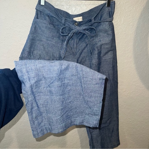 Talbots Denim Color Flowy Cropped Pants W/ Elastic Wais - Picture 7 of 7